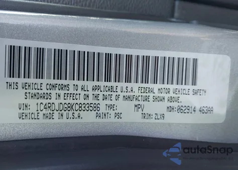 2019 Dodge Durango Gt Plus Awd из США, поврежденный, VIN 1C4RDJDG8KC833586